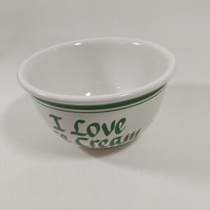 Clay Design Ice Cream Junkie Bowl - 1qt Extra Large Jumbo vtg Green White